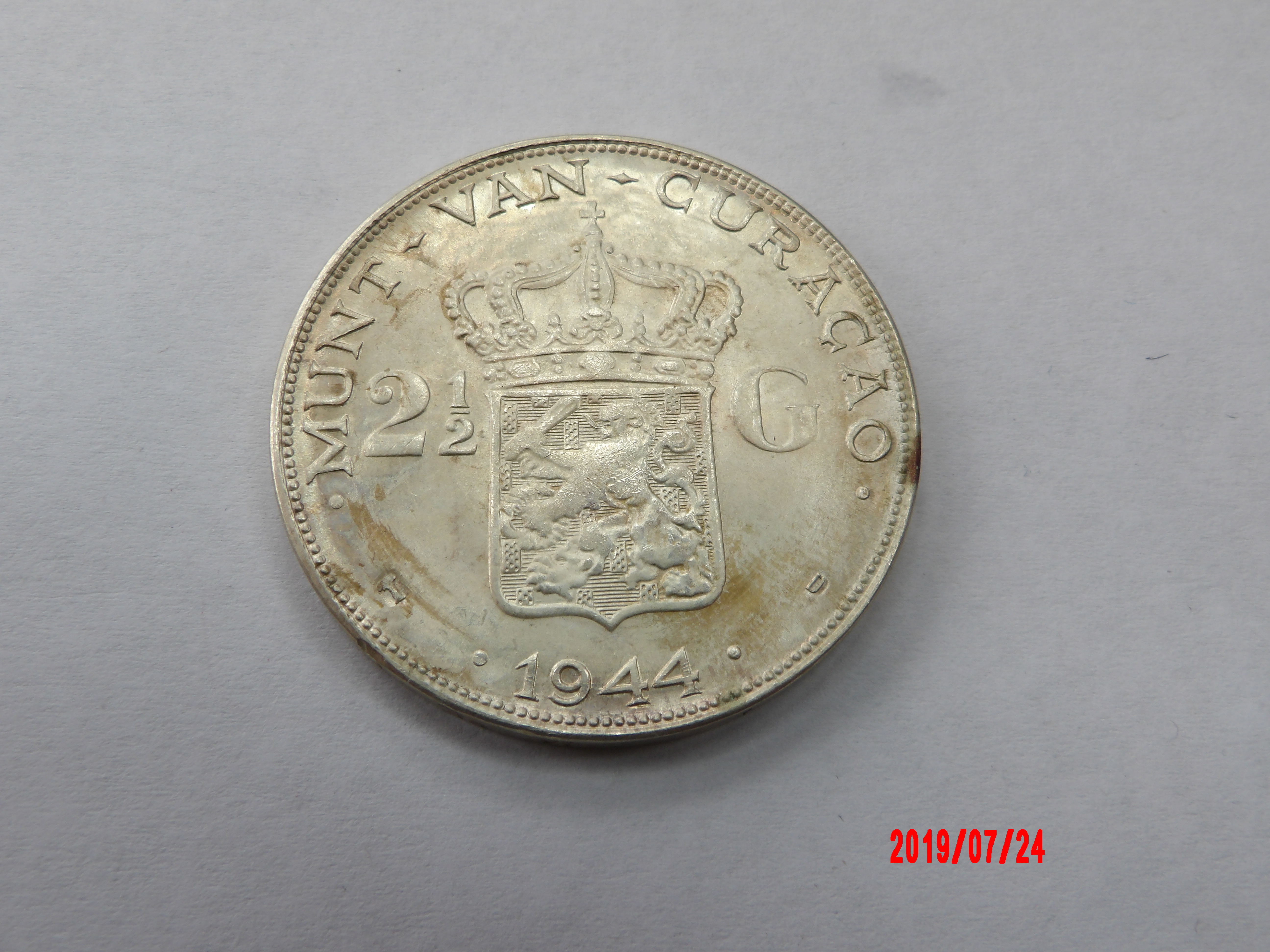 NETHERLANDS, CURACAO, 2 1/2Gulden, 1944D * - Image 4