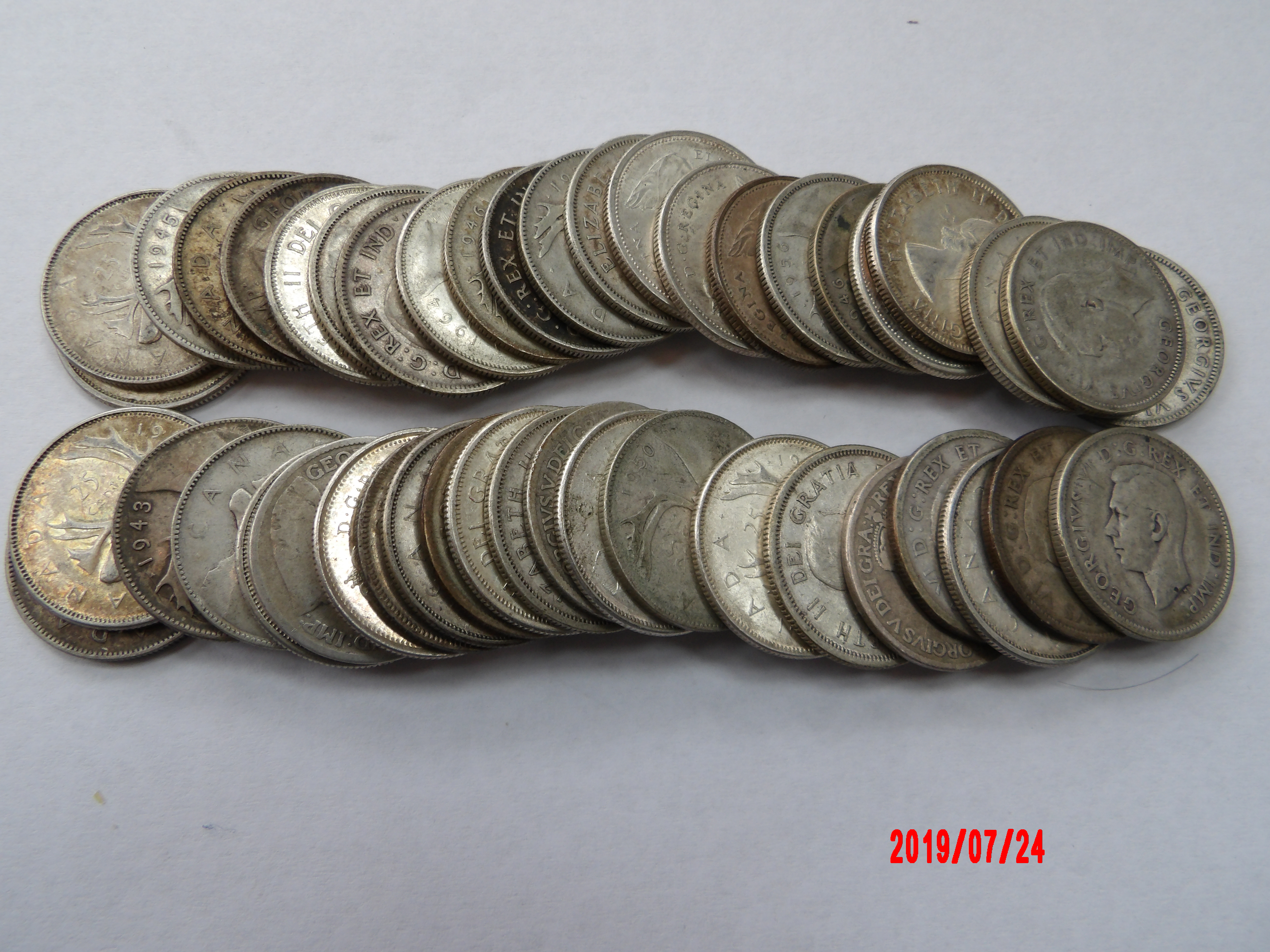 CANADA, 25C, BAG OF SILVER QUARTERS 1918-67 * - Image 1