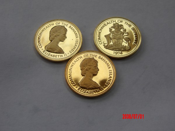 BAHAMAS, 1C, 1971,72,74 Trio of Gem Proofs