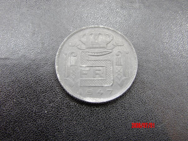 BELGIUM, 5 FRANCS, 1947