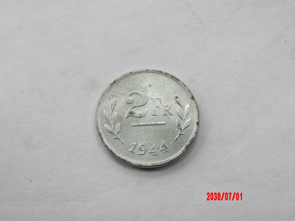 BELGIUM, 2 FRANCS, 1944