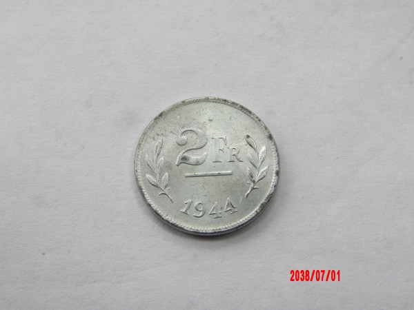 BELGIUM, 2 FRANCS, 1944
