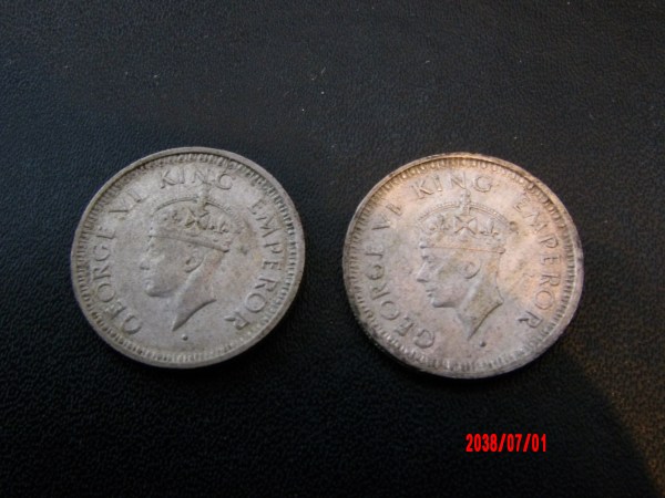 INDIA, 1/4 Rupee, 1944,45 *
