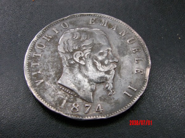 ITALY, 5 Lire, 1874m *