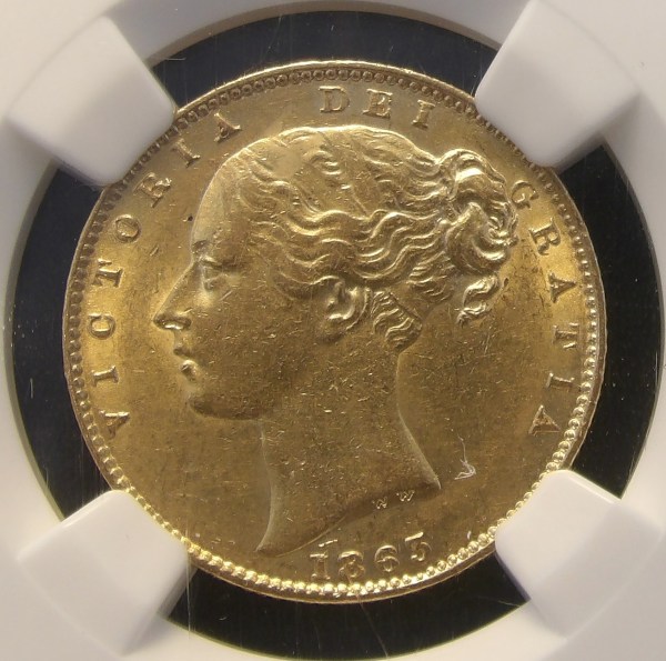 VICTORIA, Sovereign, 1863, VERY RARE ROMAN 1 IN DATE