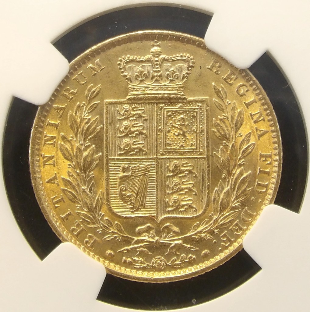 VICTORIA, Sovereign, 1863, VERY RARE ROMAN 1 IN DATE