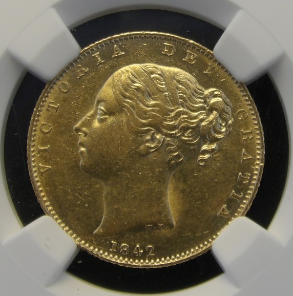 Victoria, 1842, Sovereign, Rare Open 2 Variety, Ex Bentley Collection
