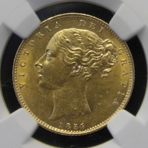 Victoria, 1854, Sovereign, Extremely Rare Rotated C Error from the Bentley Collection Highest Graded - Image 2