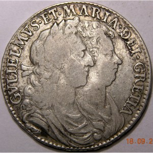 William and Mary, 1690, Half Crown. GRETIA ERROR - Image 1