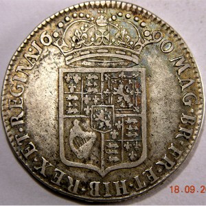 William and Mary, 1690, Half Crown. GRETIA ERROR - Image 2