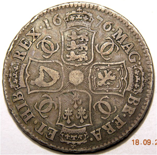 Charles II, 1676, Half Crown VERY RARE ERROR