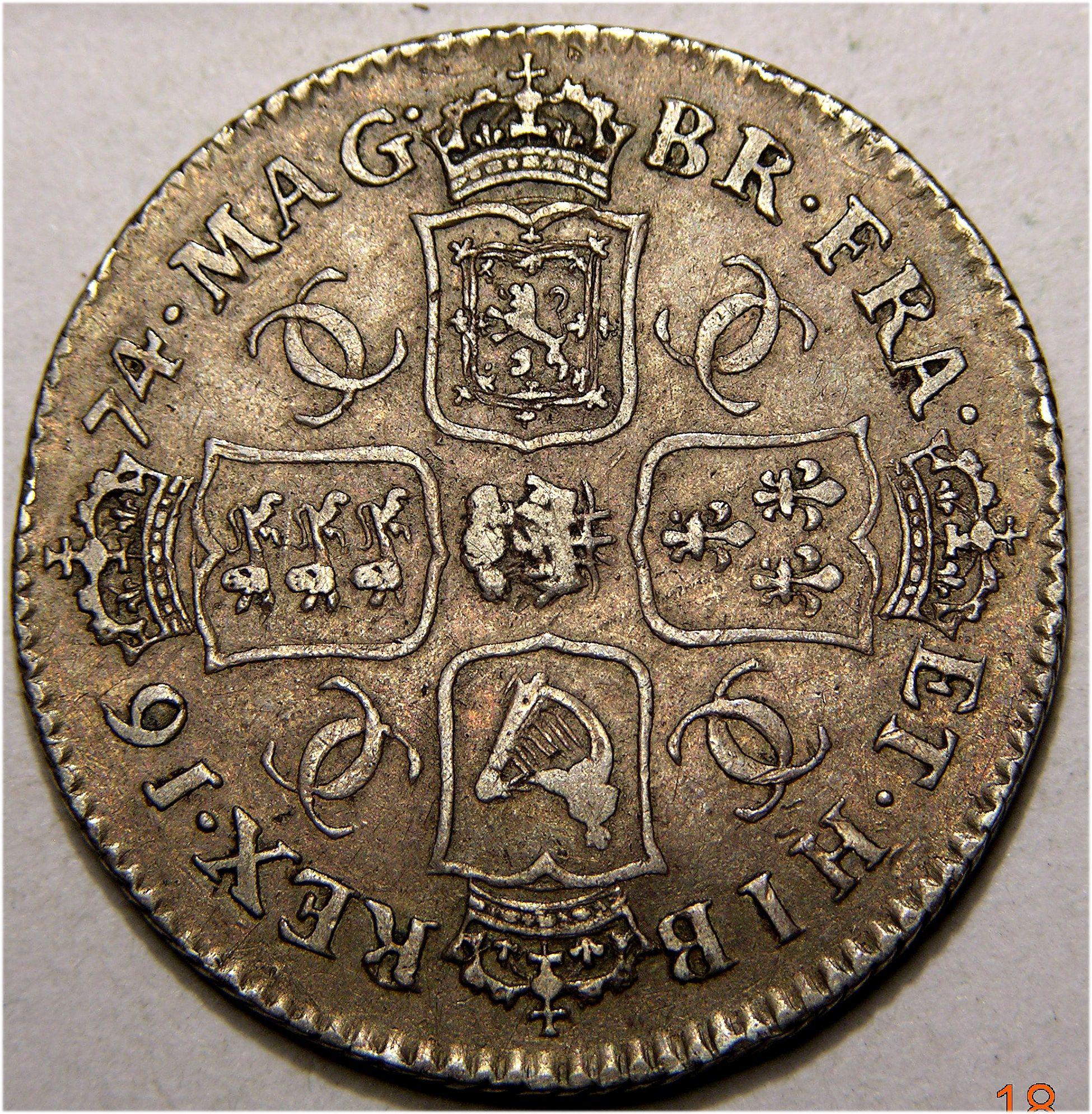 Charles II, 1674, Shilling VERY RARE PLUMES BOTH SIDES    SOLD - Image 2