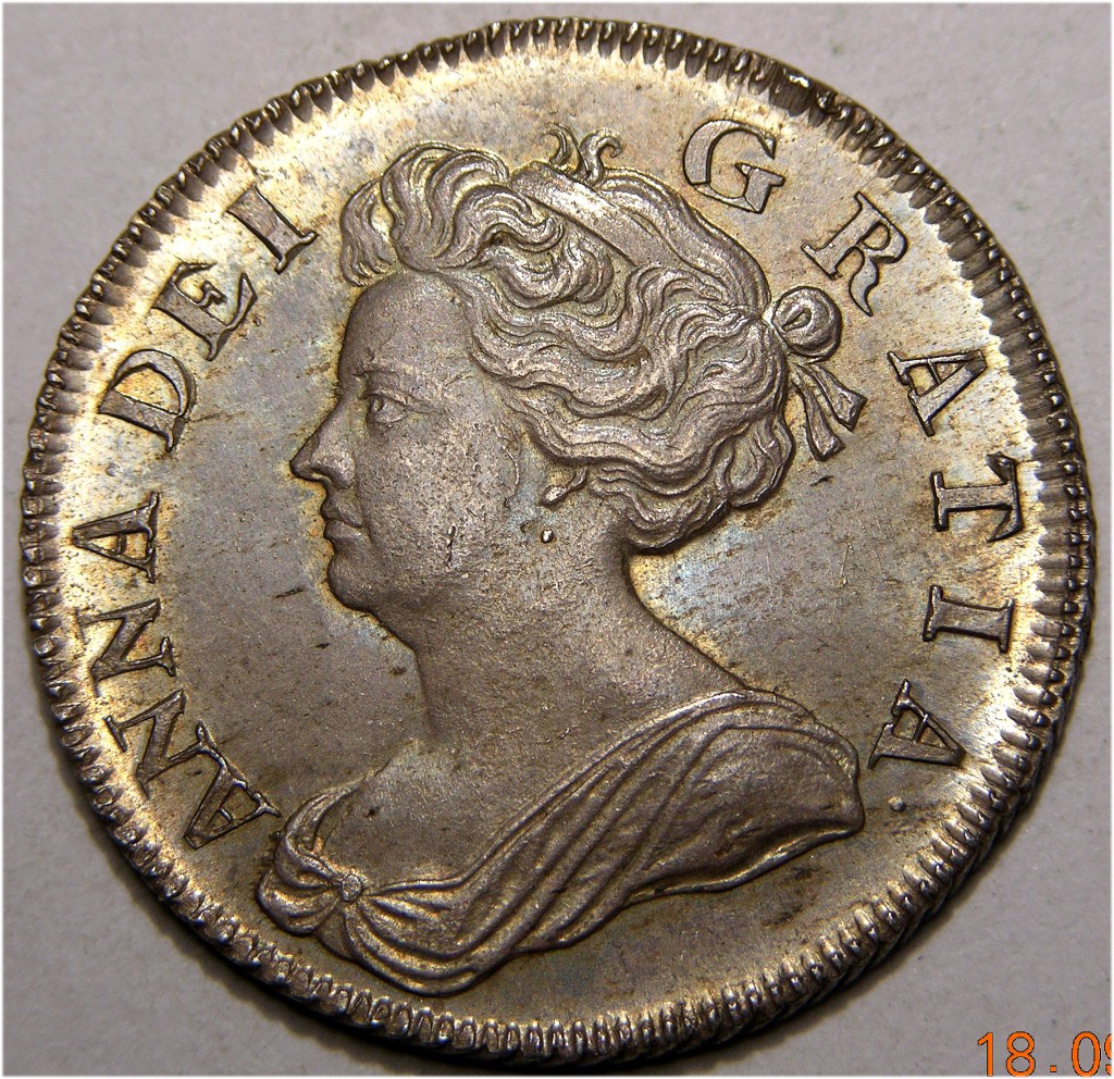 Anne, 1705PL, Shilling, HIGHEST GRADED ANNE PRE UNION SHILLING FROM AN OLD COLLECTION