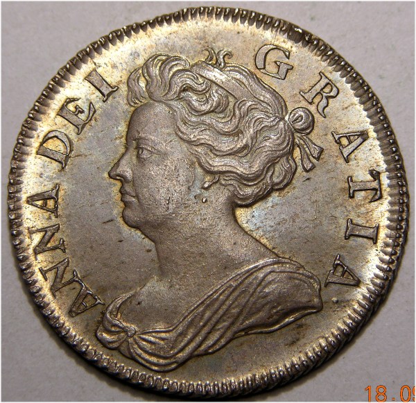 Anne, 1705PL, Shilling, HIGHEST GRADED ANNE PRE UNION SHILLING FROM AN OLD COLLECTION