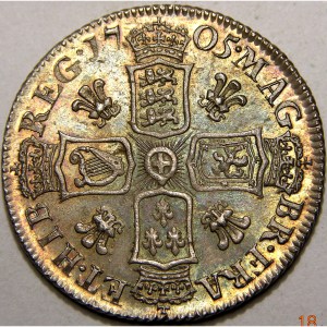 Anne, 1705PL, Shilling, HIGHEST GRADED ANNE PRE UNION SHILLING FROM AN OLD COLLECTION - Image 2