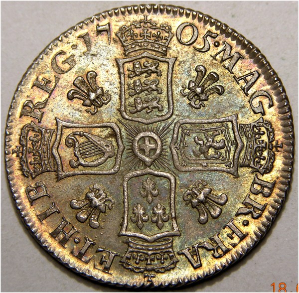 Anne, 1705PL, Shilling, HIGHEST GRADED ANNE PRE UNION SHILLING FROM AN OLD COLLECTION