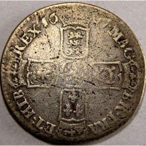 William III, 1697C, Shilling, EXT RARE TRANSPOSED SHIELDS - Image 2