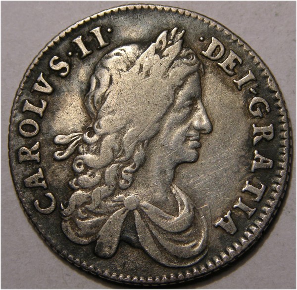 Charles II, 1663, Shilling  EXTREMELY RARE TRANSPOSED SHIELDS