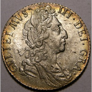 William III, 1697, Sixpence,  VERY RARE GVLIEIMVS ERROR - Image 1