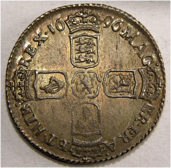 William III, 1696, Sixpence