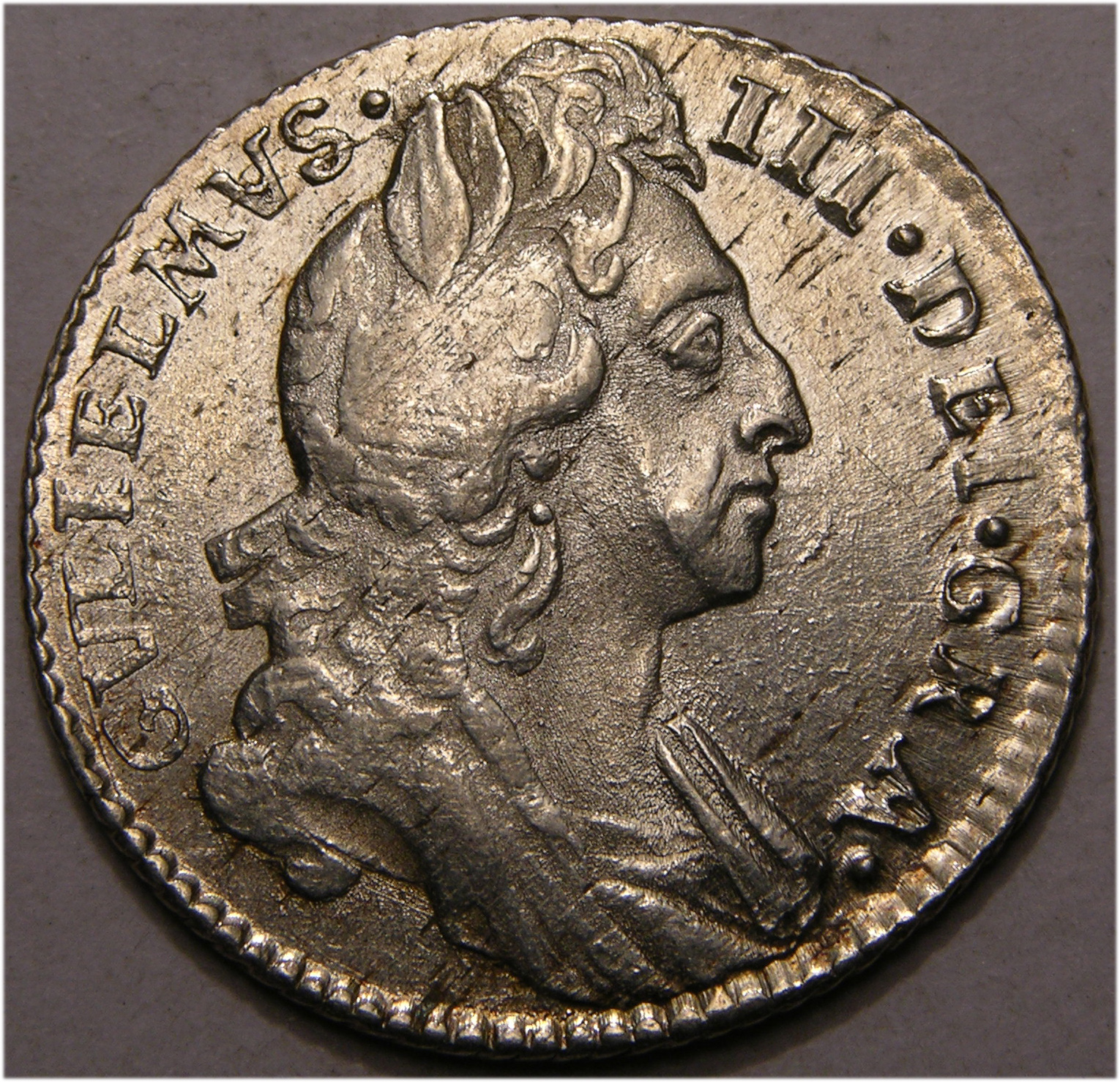 William III, 1696, Sixpence, EXTREMELY RARE (R4) SCOTTISH ARMS AT DATE, FINEST KNOWN - Image 1
