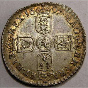 William III, 1697B, Sixpence, PEDIGREE COIN EX MARTIN HUGHES COLLECTION, Highest Graded - Image 2