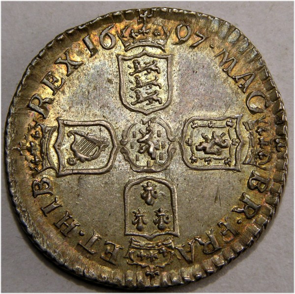 William III, 1697B, Sixpence, PEDIGREE COIN EX MARTIN HUGHES COLLECTION, Highest Graded