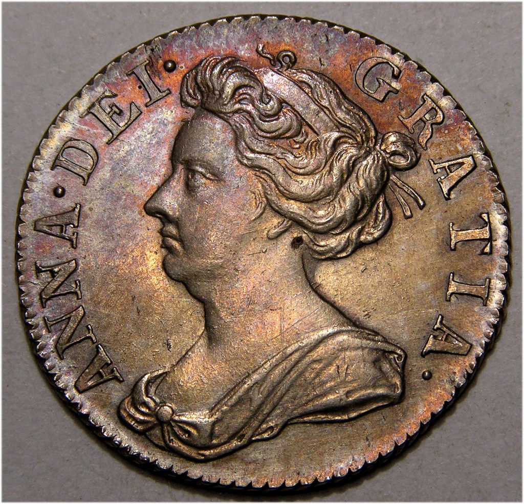 Anne, 1707 Roses and Plumes, Sixpence