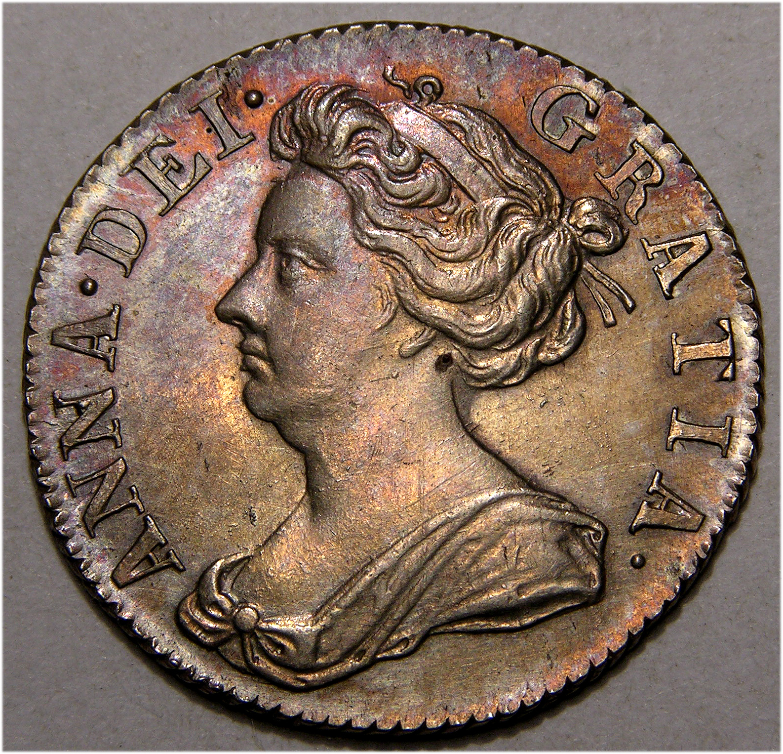 Anne, 1707 Roses and Plumes, Sixpence - Image 1