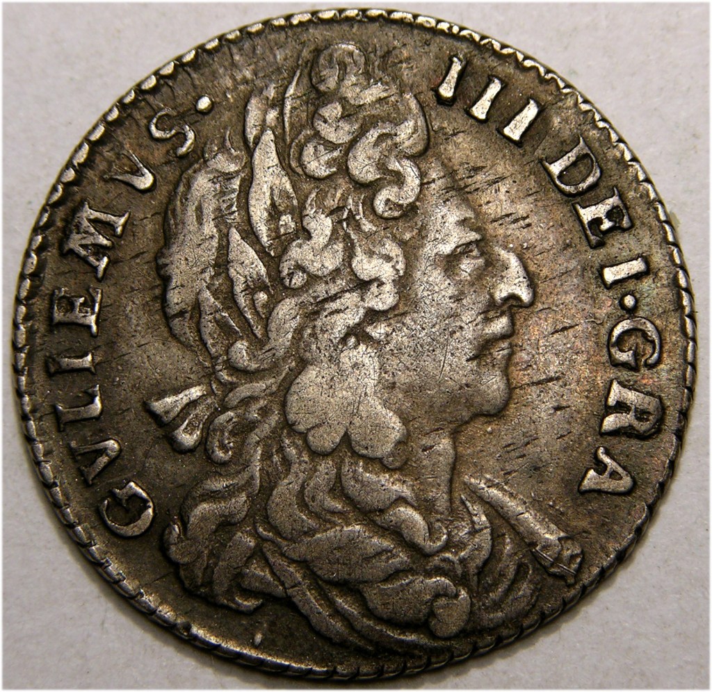 William III, 1697, Sixpence, FINEST KNOWN (?) 2ND BUST "GVLIEMVS" ERROR