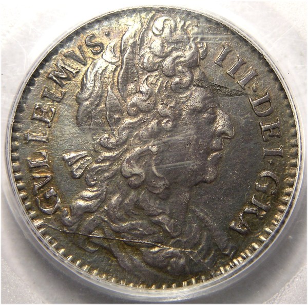 William III, 1697, Sixpence, RARE 2ND BUST ISSUE, EX STETSON UNIV COLLECTION