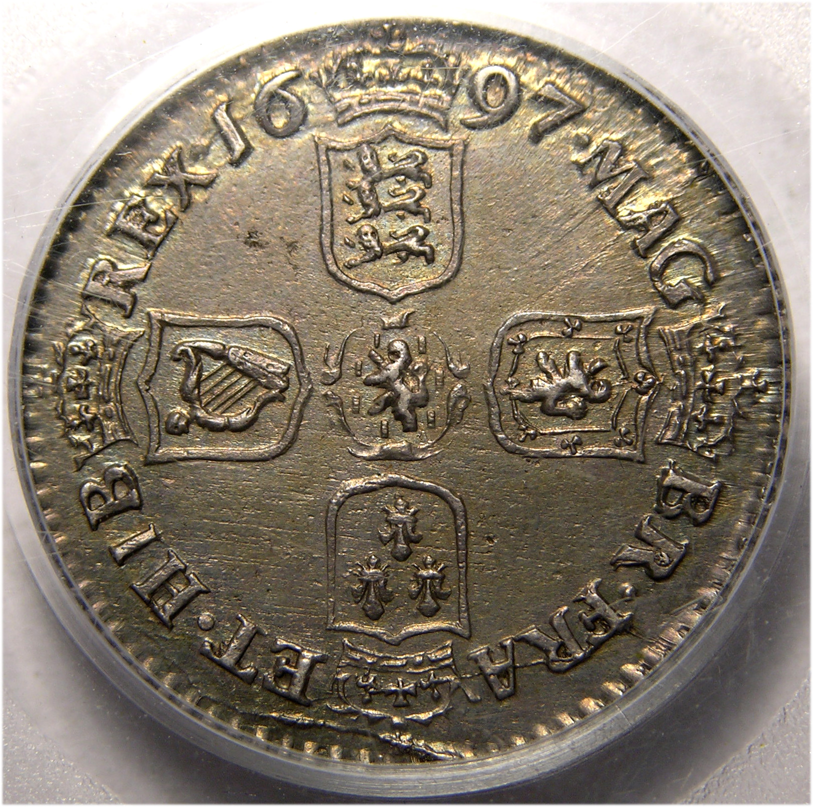 William III, 1697, Sixpence, RARE 2ND BUST ISSUE, EX STETSON UNIV COLLECTION - Image 2