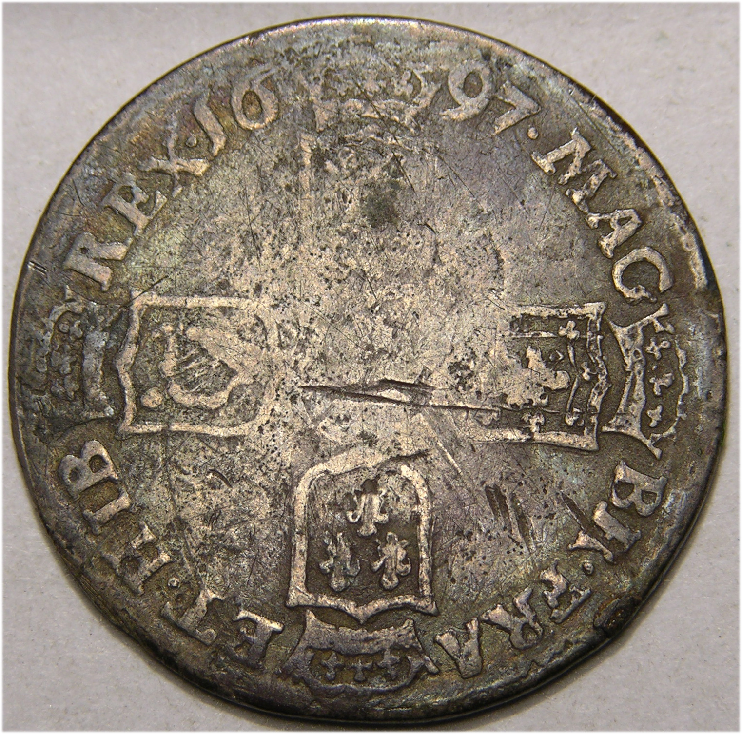 William III, 1697, Sixpence, EXTREMELY RARE 2ND BUST ISSUE - Image 2