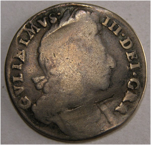 William III, 1696, Sixpence, UNLISTED 2ND BUST ERROR