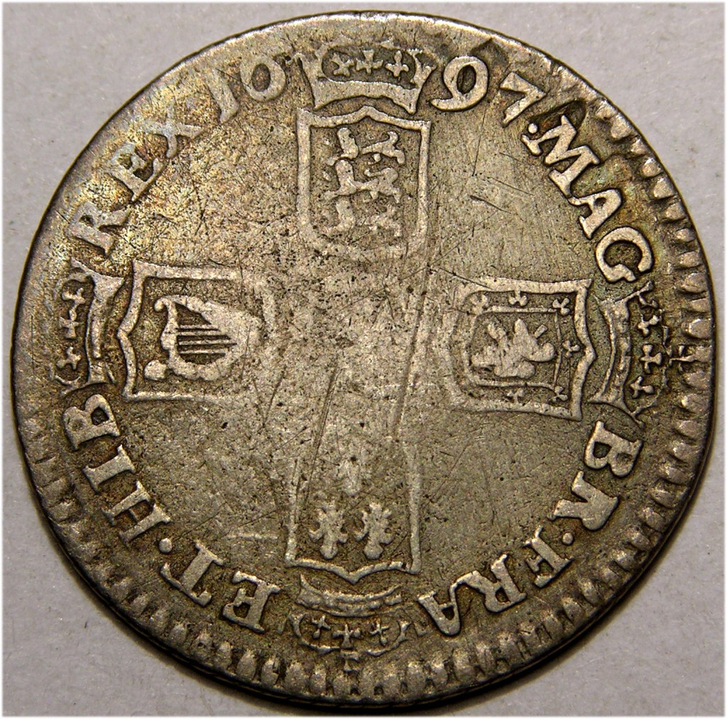 William III, 1697, Sixpence, EXTREMELY RARE 2ND BUST ISSUE