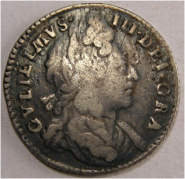 William III, 1697, Sixpence, EXTREMELY RARE 2ND BUST ISSUE