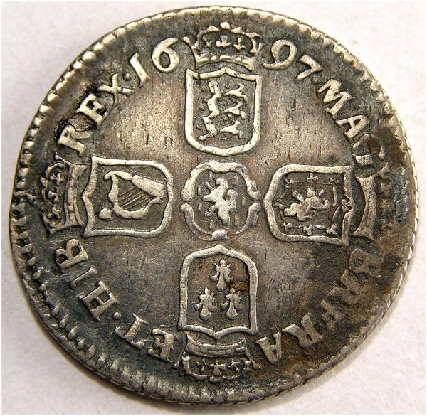 William III, 1697, Sixpence, EXTREMELY RARE 2ND BUST ISSUE