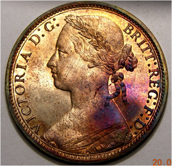 Victoria, 1876H, Pence, EXTREMELY RARE BRONZE PROOF