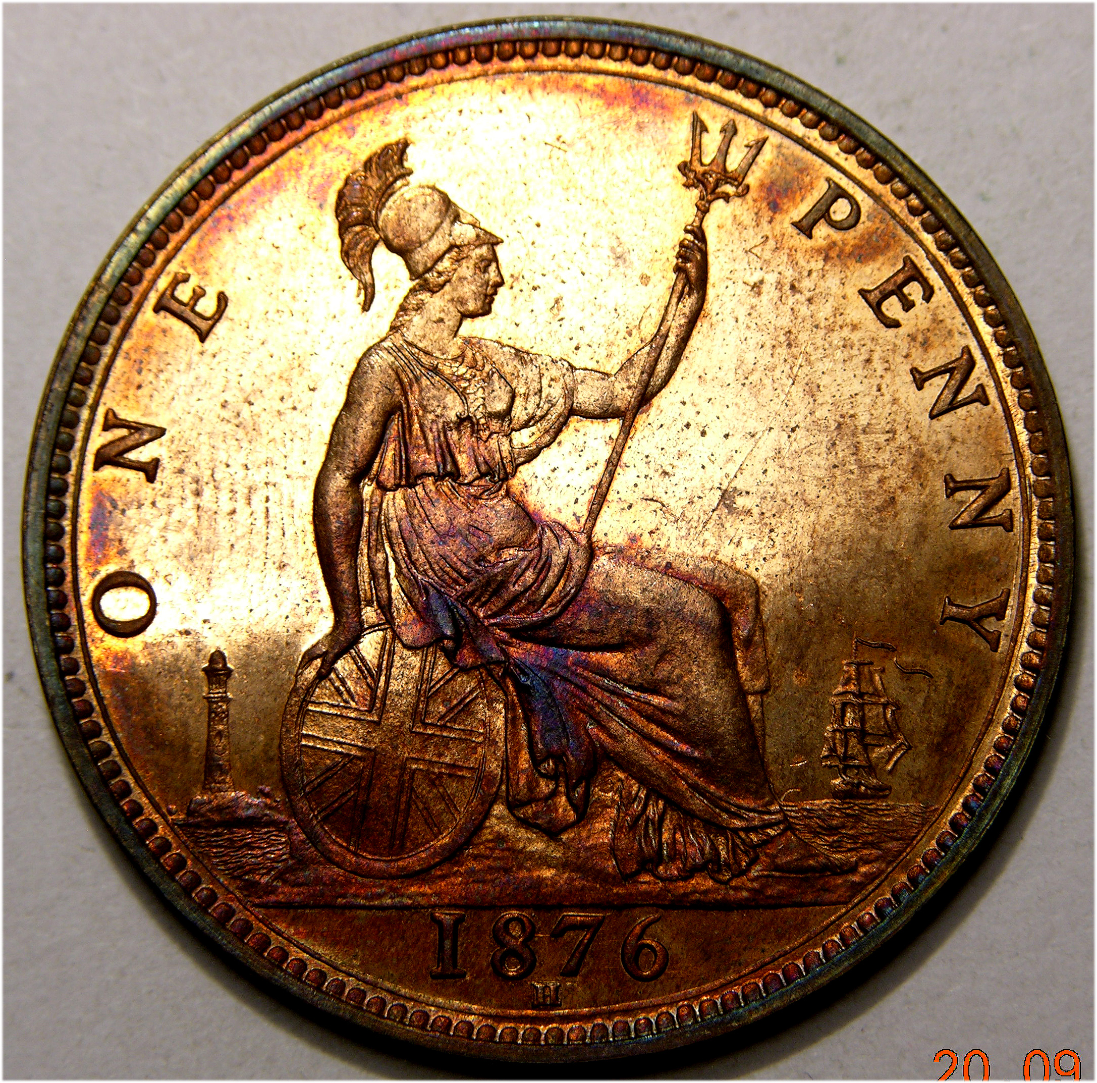 Victoria, 1876H, Pence, EXTREMELY RARE BRONZE PROOF - Image 2