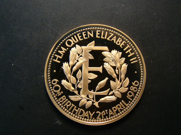 Elizabeth II, 1986, AU39, 60th Birthday in Gold