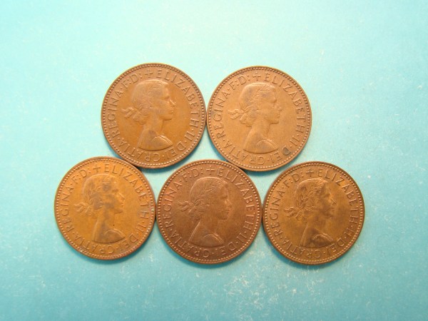 Elizabeth II, 1958,59,64-66, Half Pence