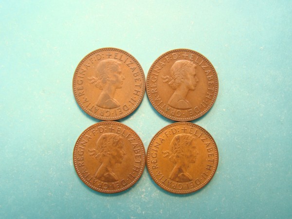Elizabeth II, 1958,59,64,66, Half Pence