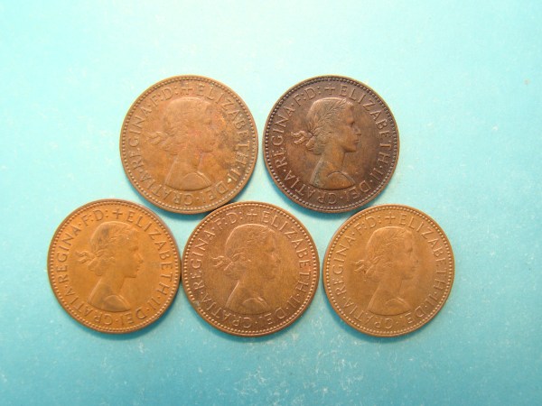 Elizabeth II, 1958,59,64,66,67, Half Pence