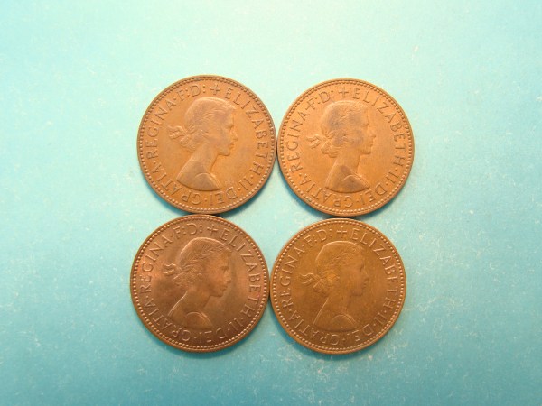 Elizabeth II, 1958,64,66,67, Half Pence