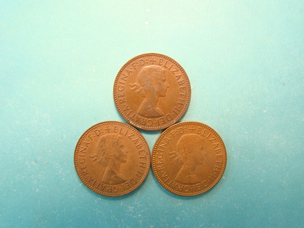 Elizabeth II, 1958,66,67, Half Pence