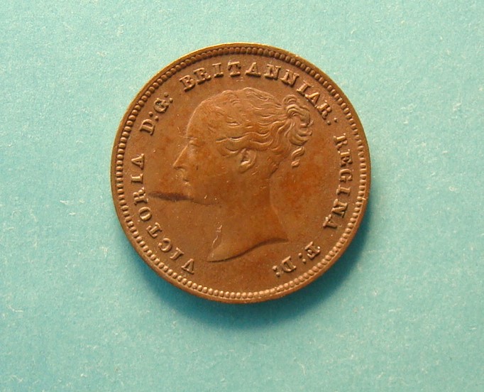 Victoria, 1844, 1/2 Farthing, N over A in REGINA