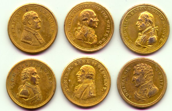 Naval Medals, 1816, GiltAE24, RARE AS A COMPLETE SET