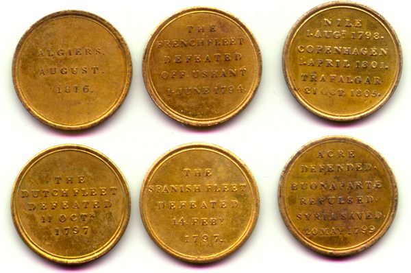 Naval Medals, 1816, GiltAE24, RARE AS A COMPLETE SET