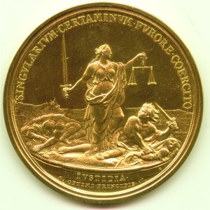 Louis XIV, 1687, AE73 Gilt - Image 3