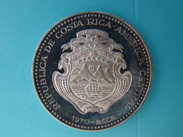 COSTA RICA, 20 COLONES, 1970, AR PROOF